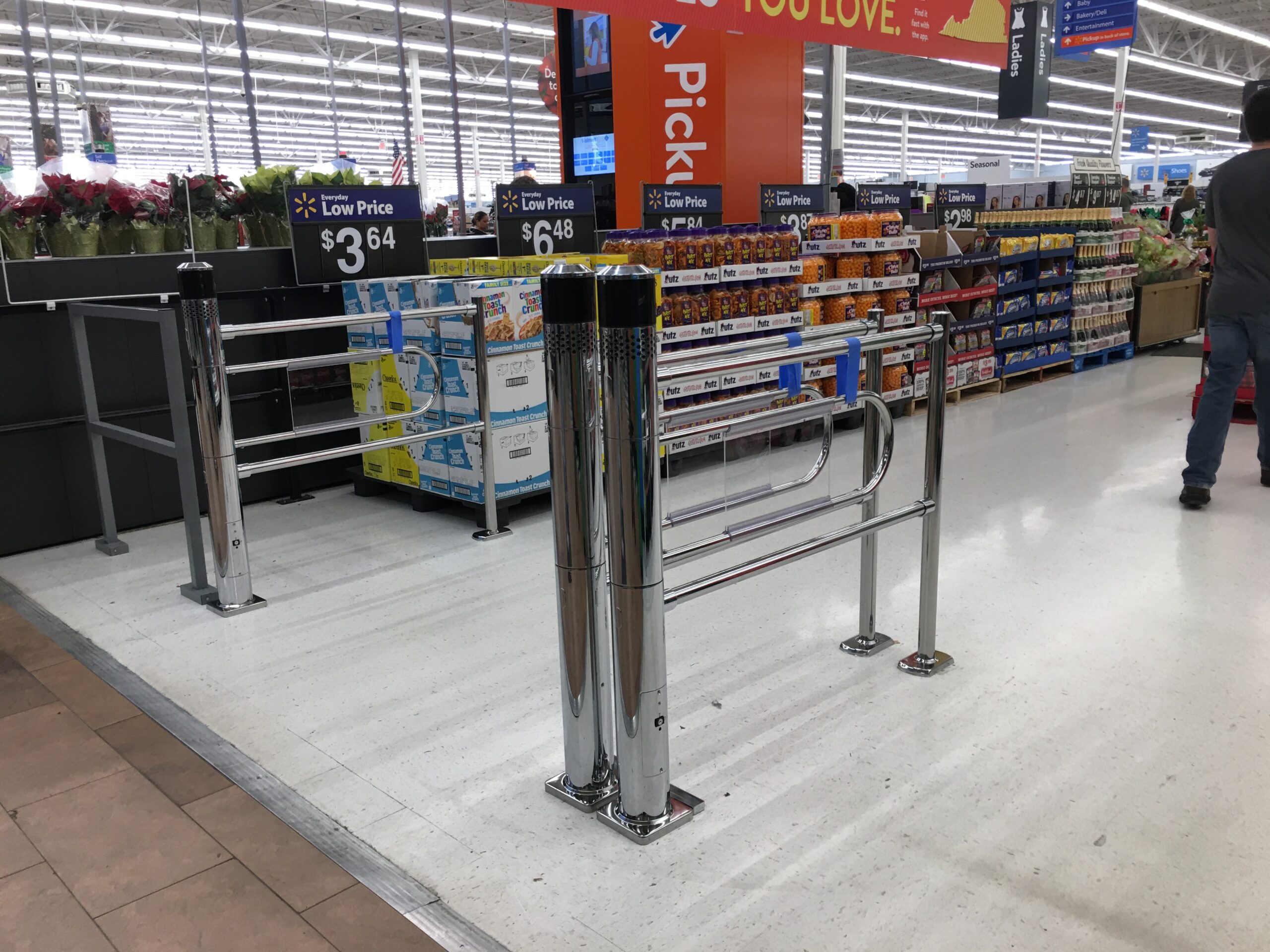 Electric security gates being installed at Yorktown Walmart