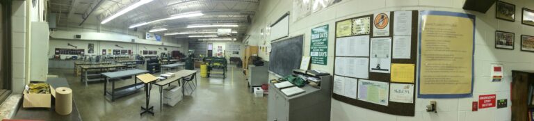 Panorama of the Metal Trades shop at the Spotsylvania Career and Technical Center
