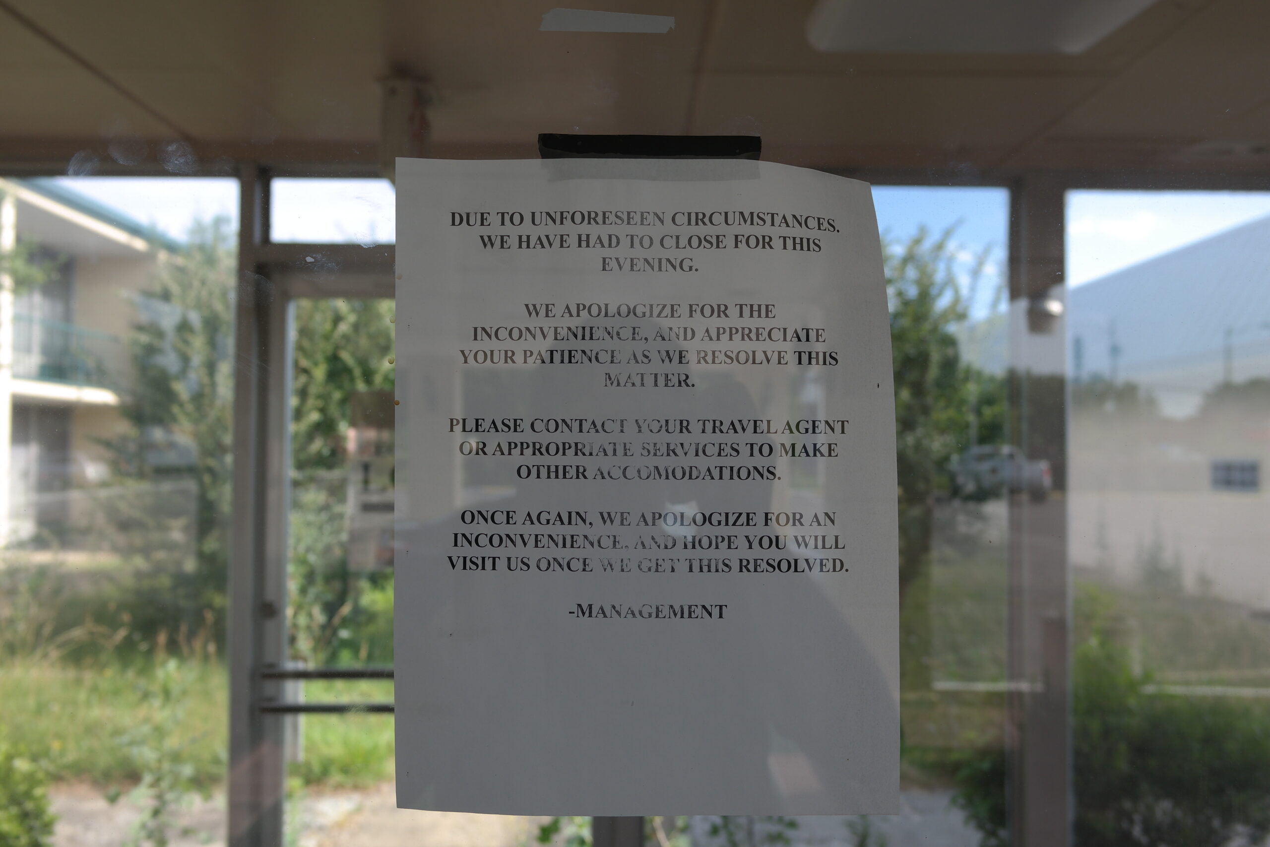 Sign on door
