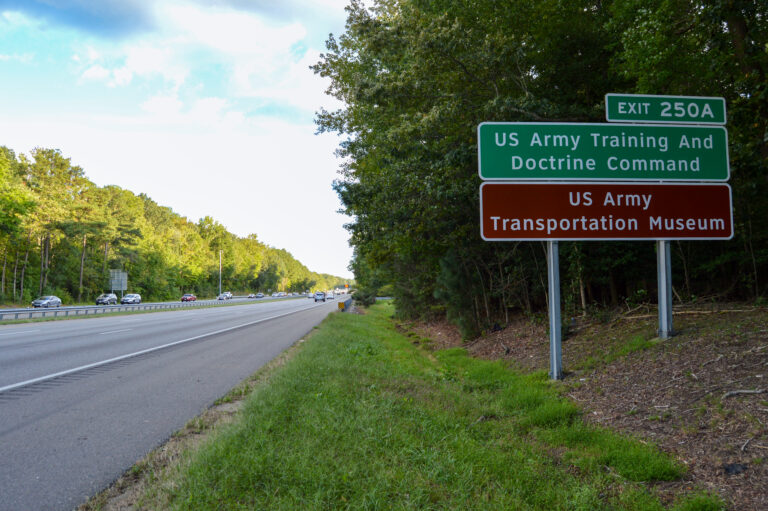 US Army Training and Doctrine Command/US Army Transportation Museum Sign - Interstate 64