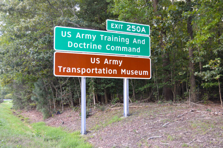 US Army Training and Doctrine Command/US Army Transportation Museum Sign - Interstate 64
