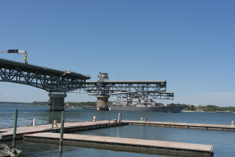 USS Arleigh Burke going through James P. Coleman Memorial Bridge